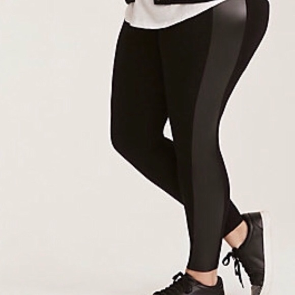 black pants with leather stripe on side